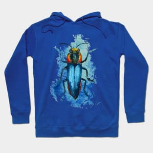 Beautiful Watercolor crawling BUG Blue Hoodie